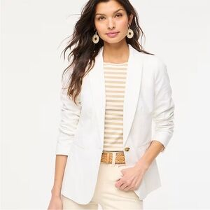 J. Crew White Linen-Blend One Button Blazer SZ 12